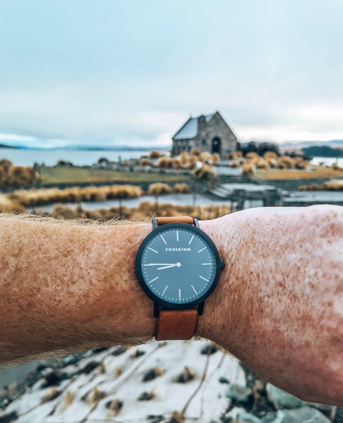 Black Tan Leather Timepiece