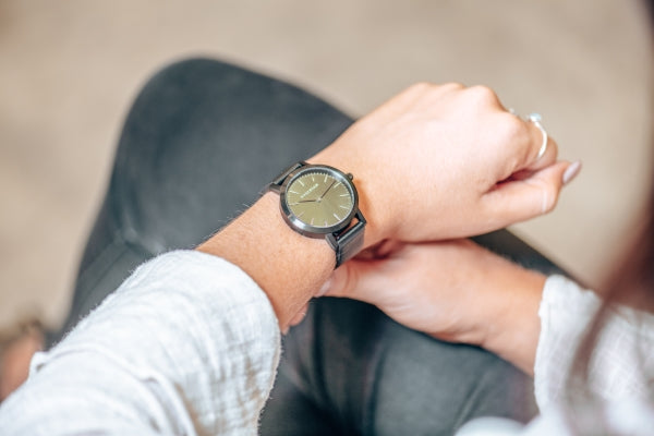 Mini Black & Black Leather Timepiece