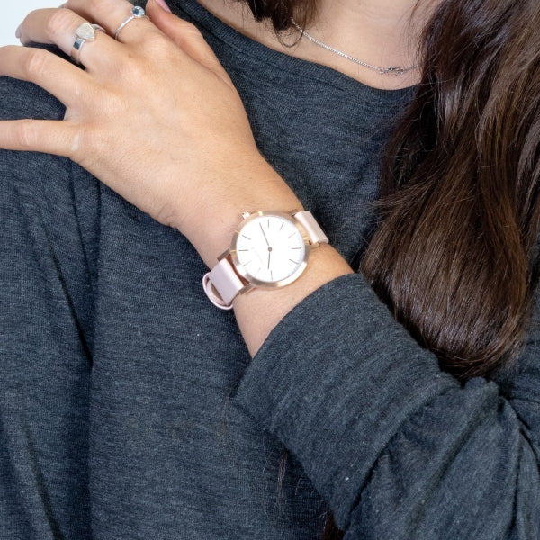 Mini Rose Gold & Peach Leather Timepiece