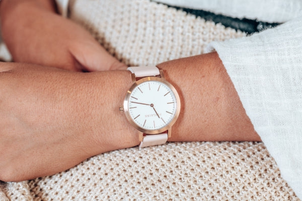 Mini Rose Gold & Peach Leather Timepiece