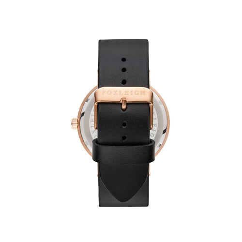 Rose Gold & Black Leather Timepiece