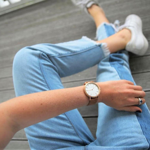 Rose Gold & Tan Leather Timepiece