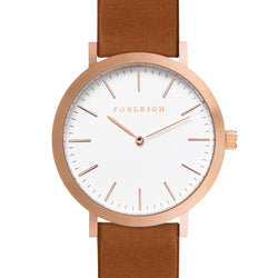 Rose Gold & Tan Leather Timepiece