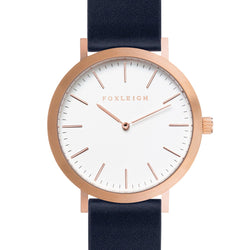 Rose Gold & Navy Leather Timepiece