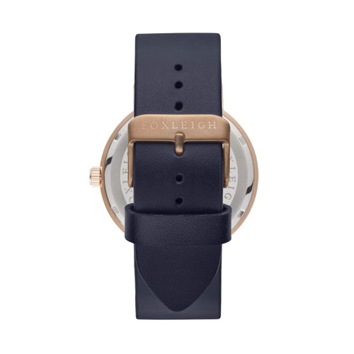 Rose Gold & Navy Leather Timepiece