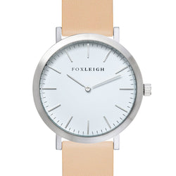 Silver & Creme Leather Timepiece