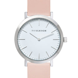 Silver & Peach Leather Timepiece