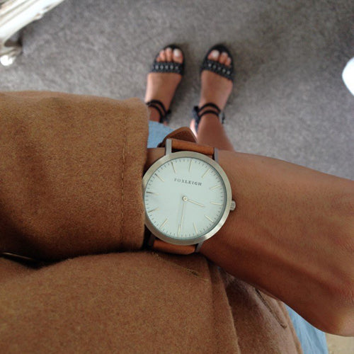 Silver & Tan Leather Timepiece