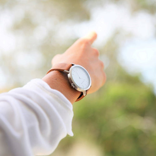 Silver & Tan Leather Timepiece