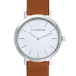 Silver & Tan Leather Timepiece