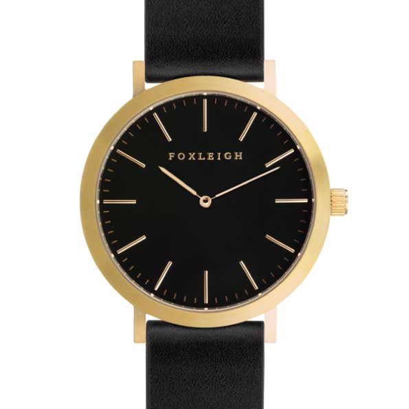 Gold-&-Black-Leather-Foxleigh-Watch