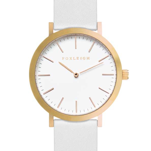 Gold-&-White-Leather-Foxleigh-Watch